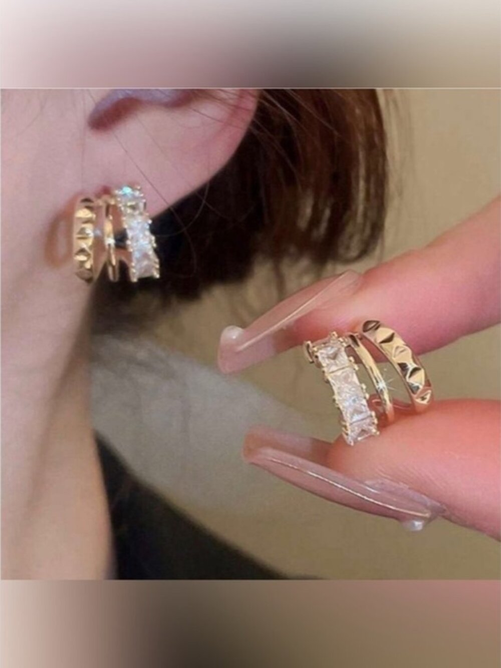 Gold Rhinestone Hoop Earrings
